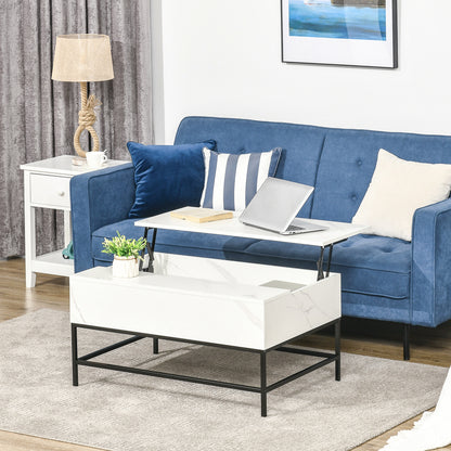 Table basse plateau relevable avec rangement caché