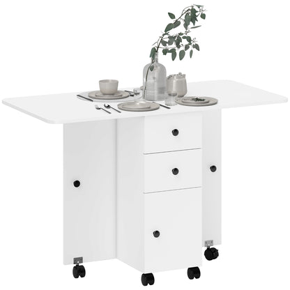Table à manger pliante escamotable avec rangement à roulettes