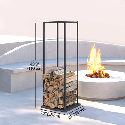 Porte-bûches vertical robuste pour foyer extérieur