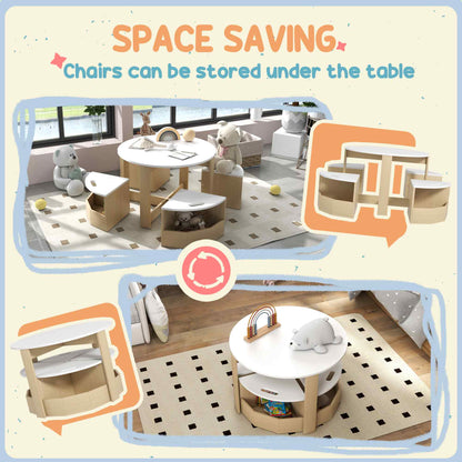 Ensemble table et chaises pour enfants avec rangement — Lot de 5