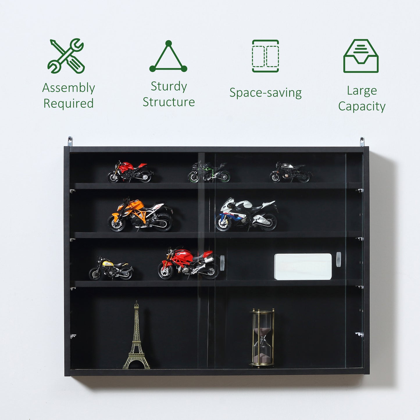 Vitrine murale 5 tablettes avec 2 portes en verre