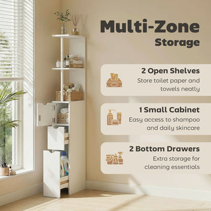 Armoire rangement salle de bain étroite — blanc