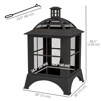 Foyer extérieur style cheminée avec tisonnier