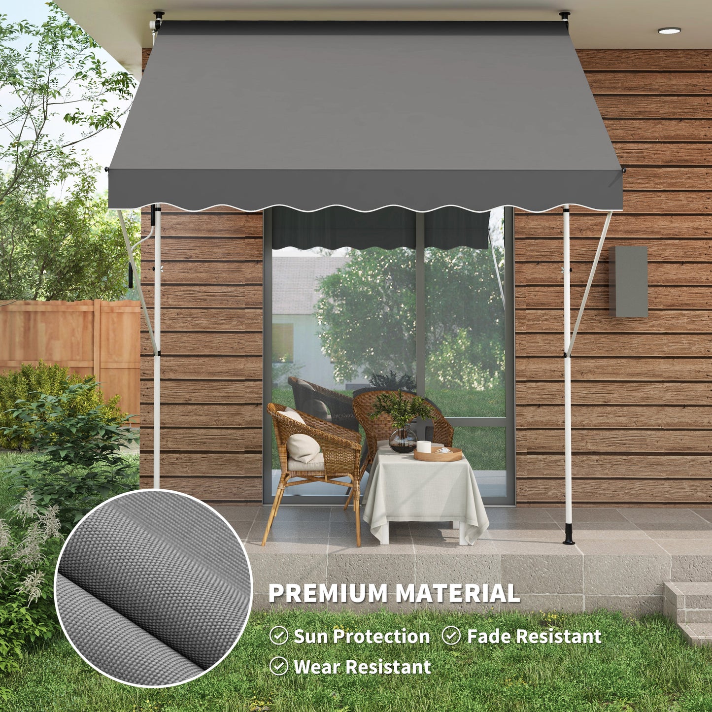 Store rétractable manuel patio sol plafond 305x152cm ajustable