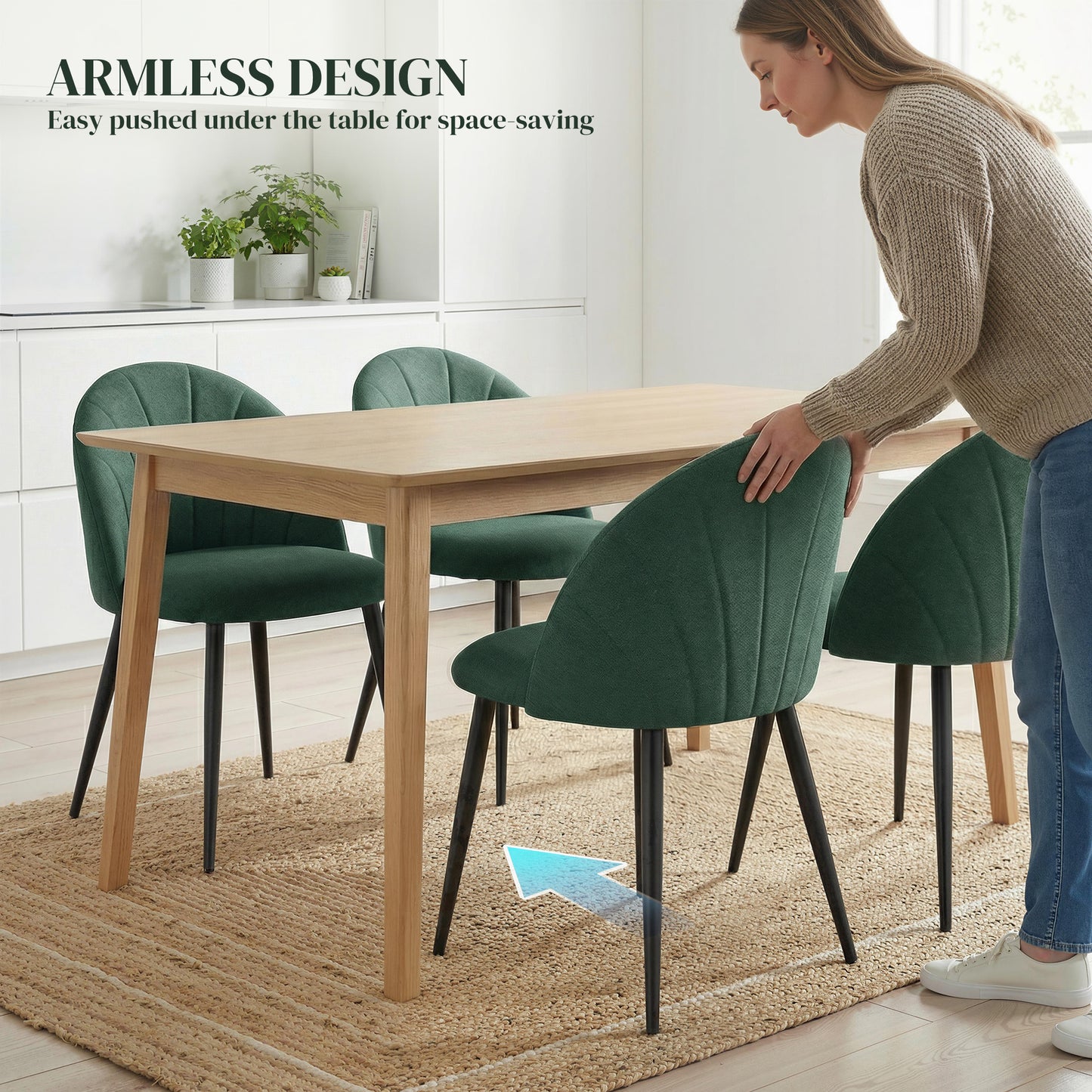 Chaises de salle à manger rembourrées ensemble de 4