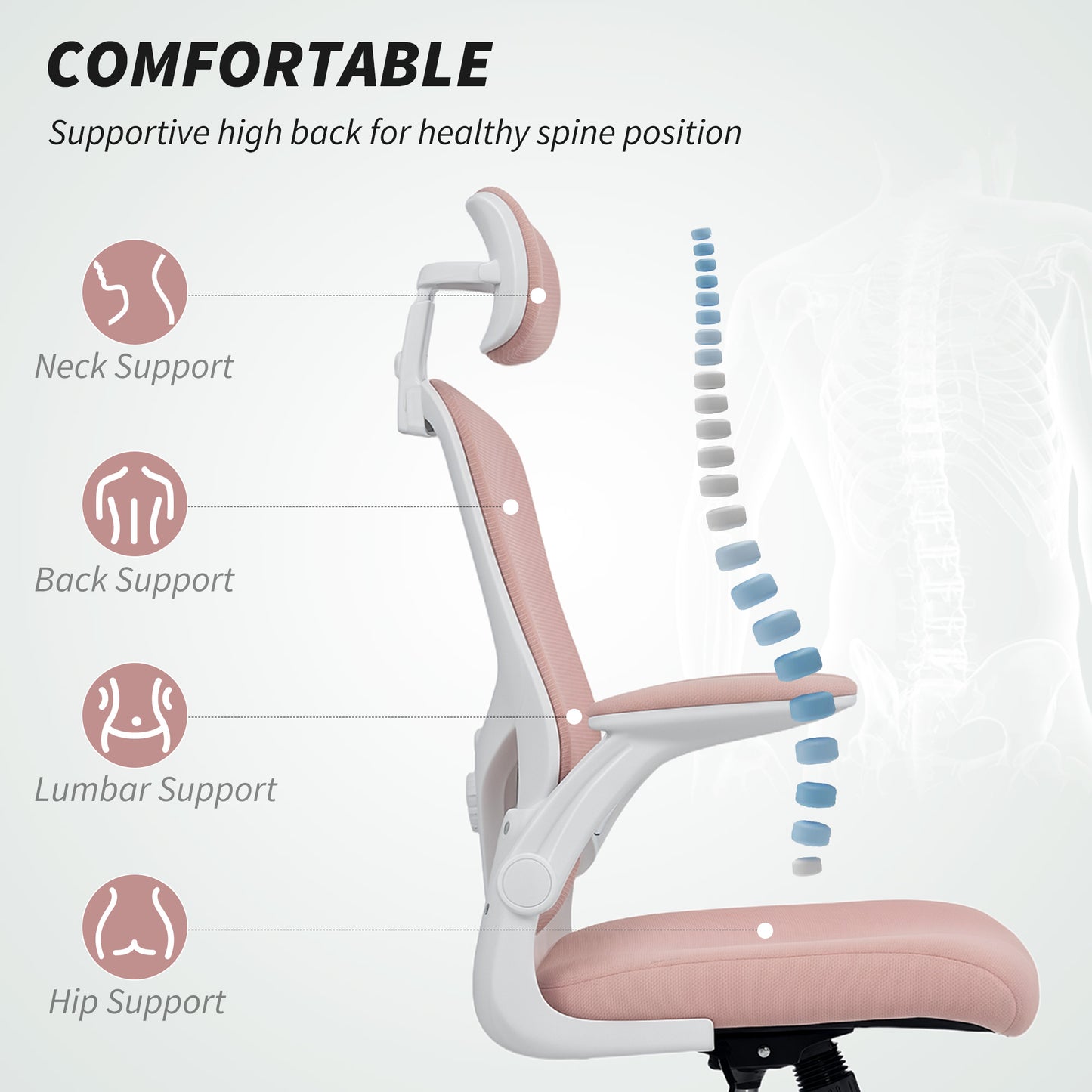 Chaise de bureau ergonomique mesh avec appui-tête ajustable