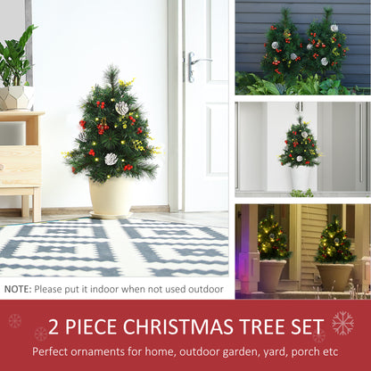 Sapin de Noël artificiel pré-éclairé 76 cm — lot de 2