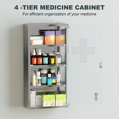 Armoire à pharmacie murale verrouillable en acier inoxydable