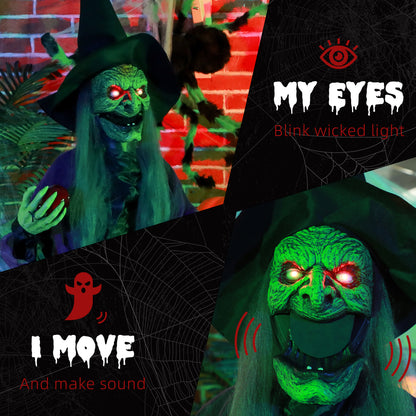 Sorcière animatronique grandeur nature Halloween sonore