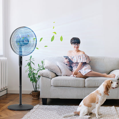 Ventilateur sur pied oscillant avec télécommande et écran LED