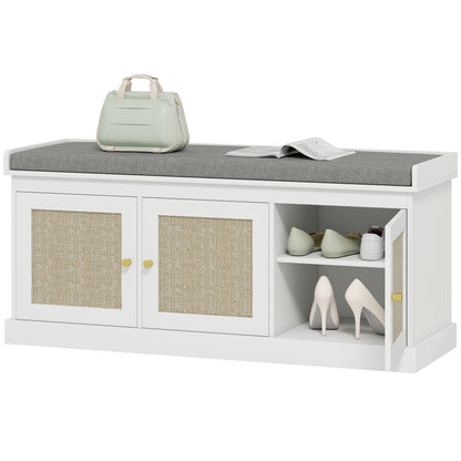 Banc à chaussures style boho avec coussin rembourré