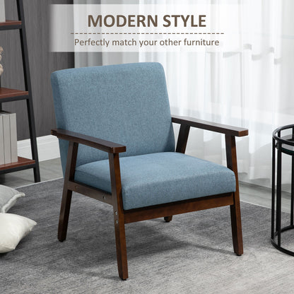 Fauteuil d'accent rembourré avec accoudoirs en bois