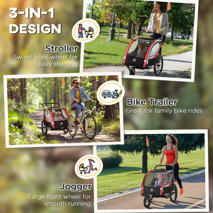 Remorque vélo enfants 3-en-1 avec 2 sièges