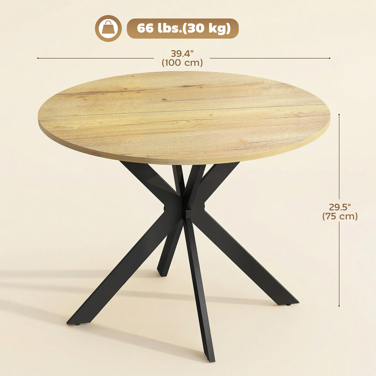 Table à manger ronde contemporaine 100 cm en bois