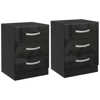 Tables de chevet modernes ensemble de 2 avec 3 tiroirs