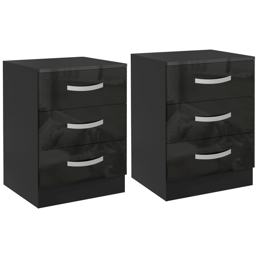 Tables de chevet modernes ensemble de 2 avec 3 tiroirs