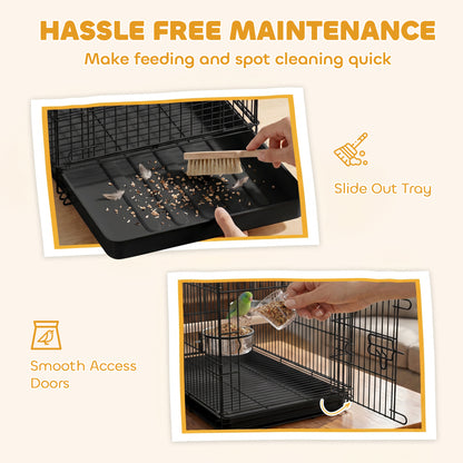 Cage à oiseaux portable avec plateau coulissant et perchoir