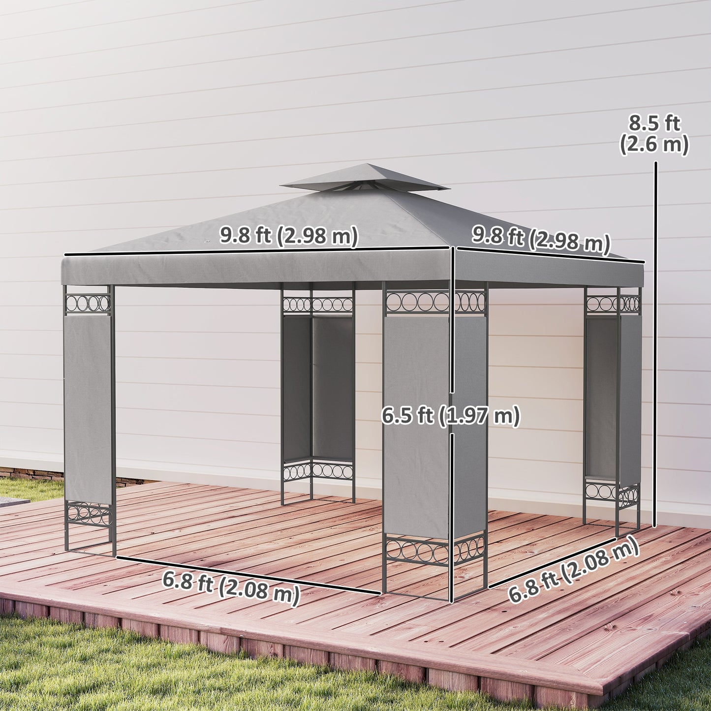 Gazebo double toit avec panneaux écran 3x3m
