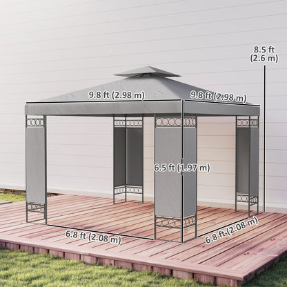 Gazebo double toit avec panneaux écran 3x3m