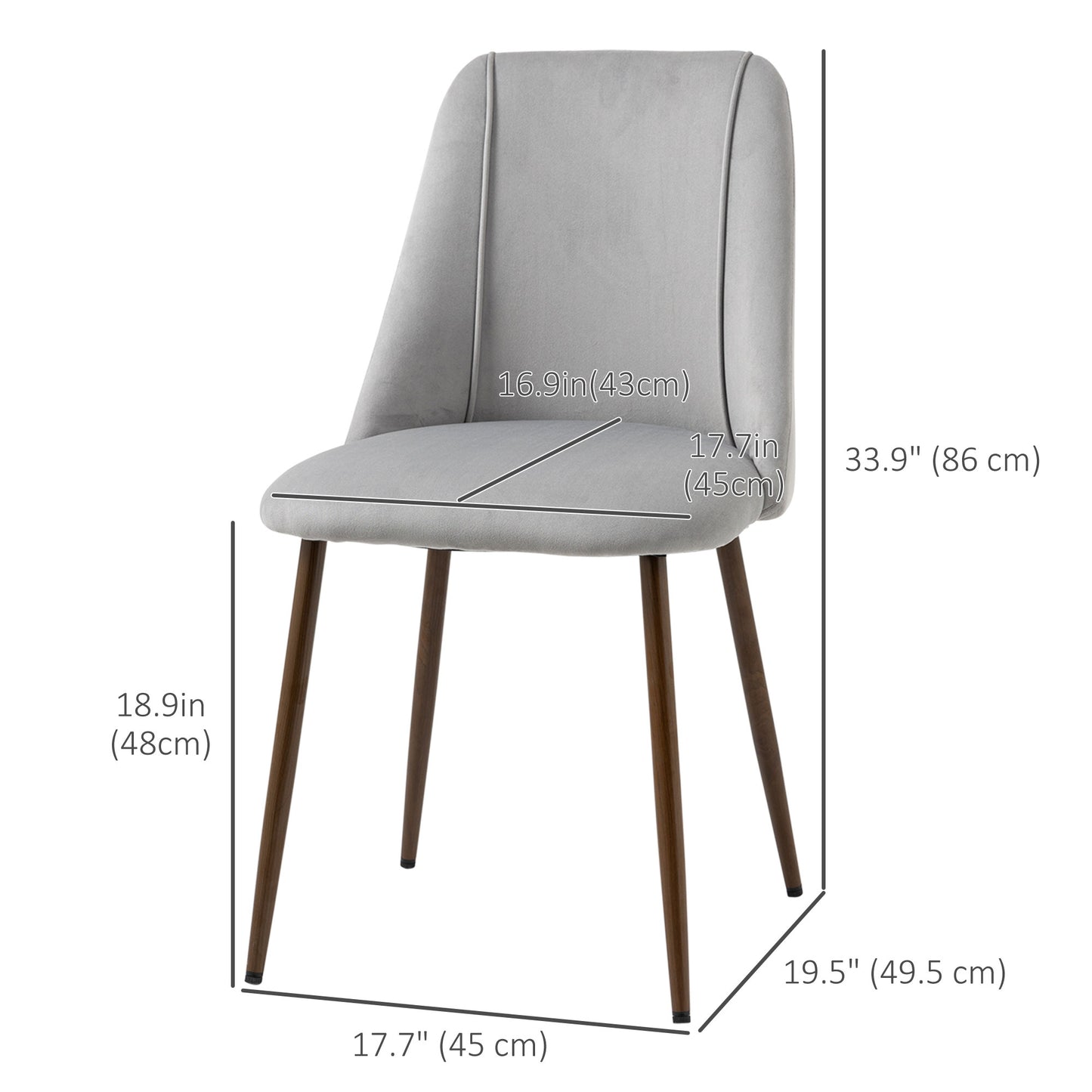 Chaises de salle à manger rembourrées ensemble de 4 velours