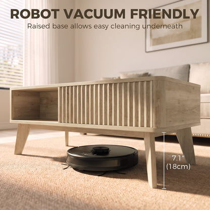 Table basse relevable cannelée 100 cm