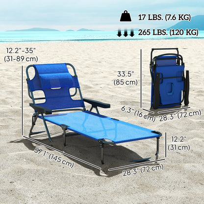 Chaise longue pliante avec dossier inclinable