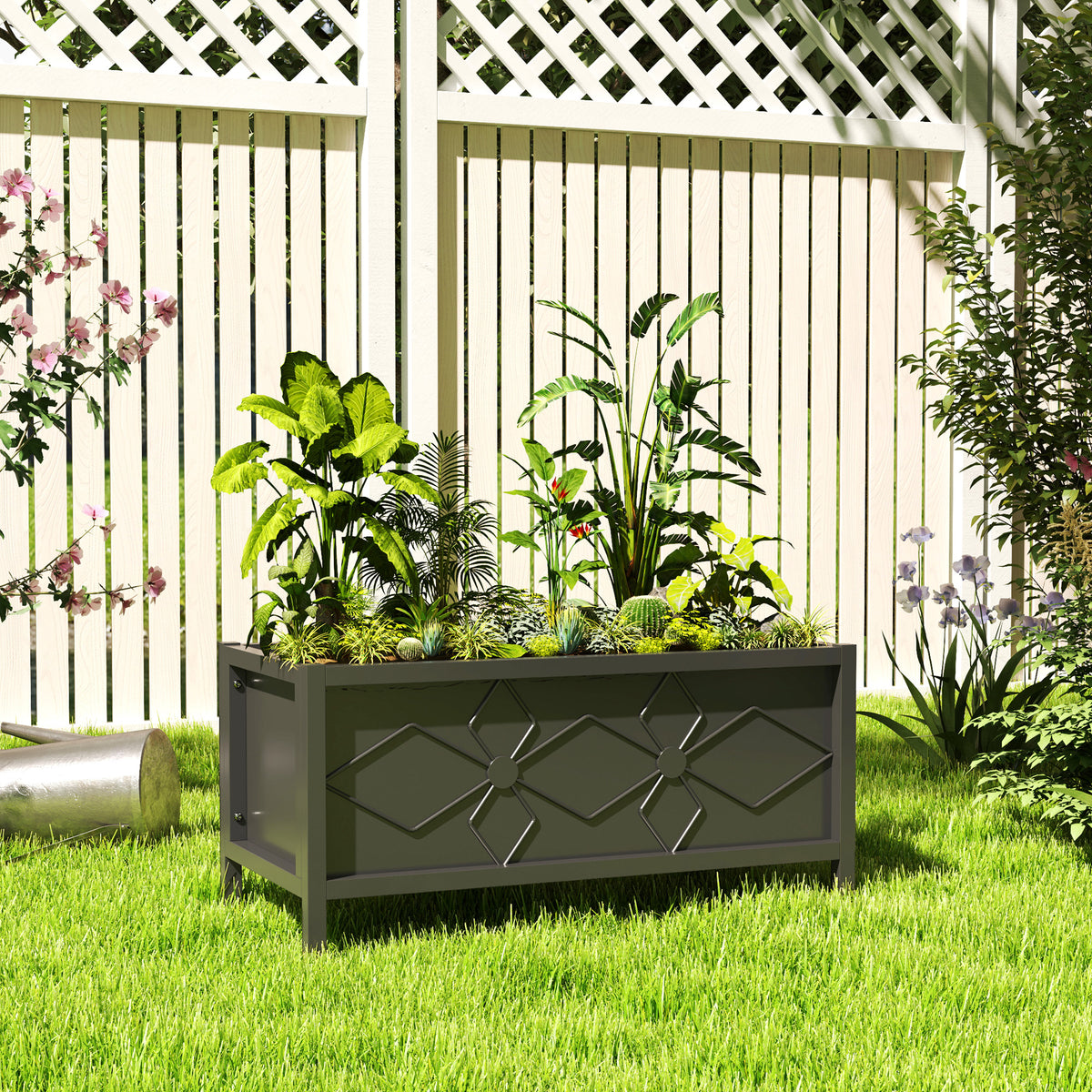 Jardinière surélevée galvanisée avec trous de drainage