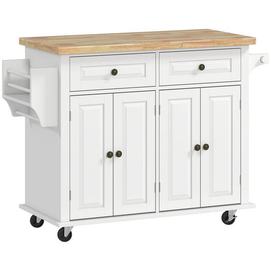 Îlot de cuisine mobile avec rangement et dessus bois