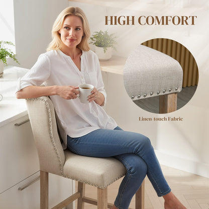 Ensemble 2 tabourets comptoir capitonné — beige