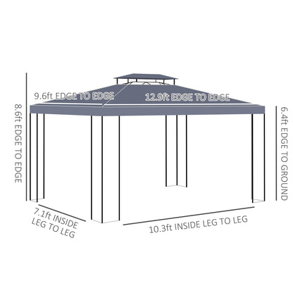 Gazebo extérieur double toit 305 x 396 cm