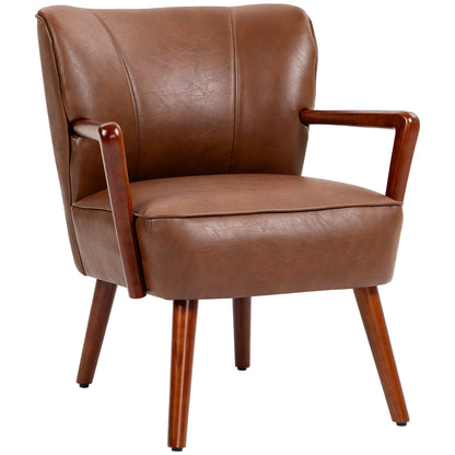 Fauteuil d'appoint moderne en similicuir avec pattes en bois