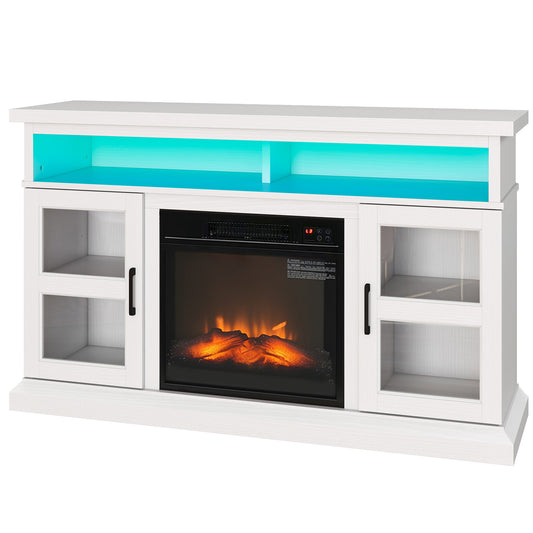 Meuble TV foyer électrique avec flamme 3D et étagères réglables