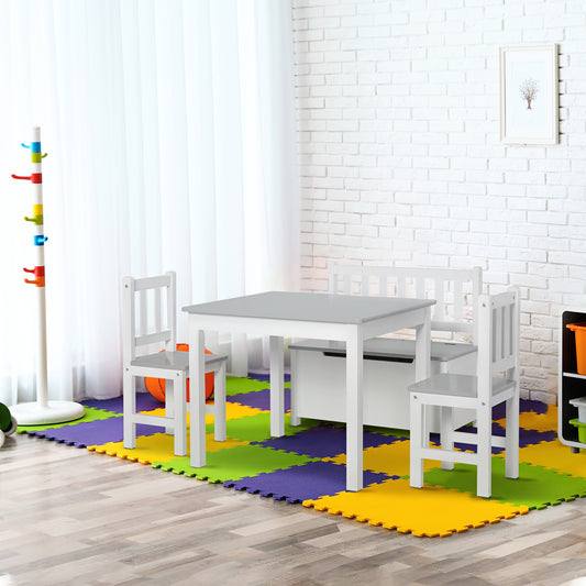 Ensemble table et chaises pour enfants en bois — Lot de 4