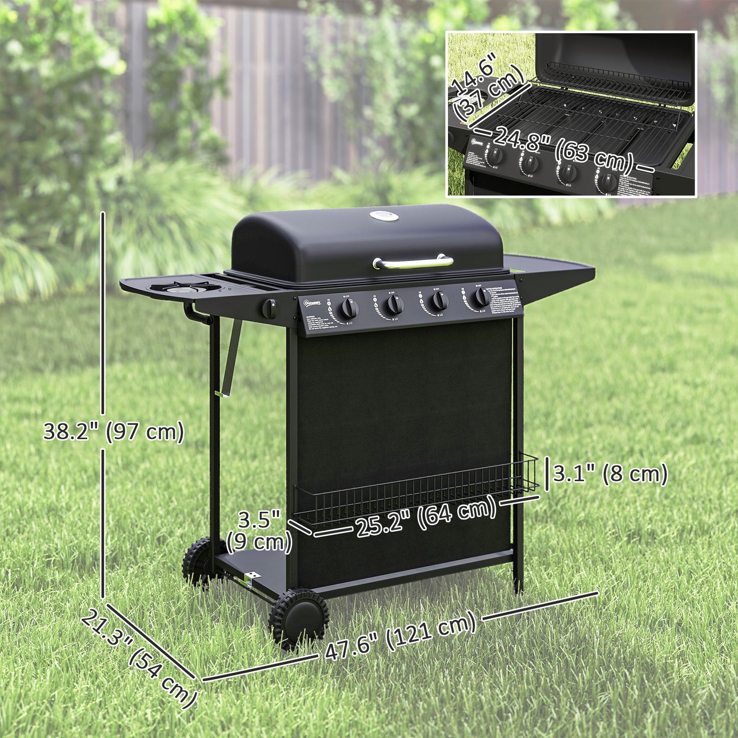 BBQ au propane 5 brûleurs avec brûleur latéral