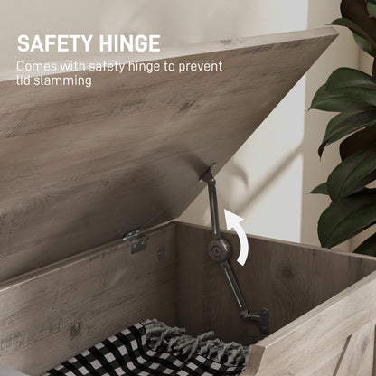 Coffre de rangement spacieux avec charnières sécurisées 100 cm — Grain de bois noir