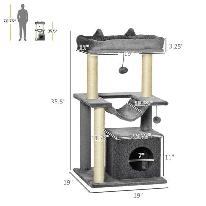 Tour à chat multi-niveaux 99 cm — Gris