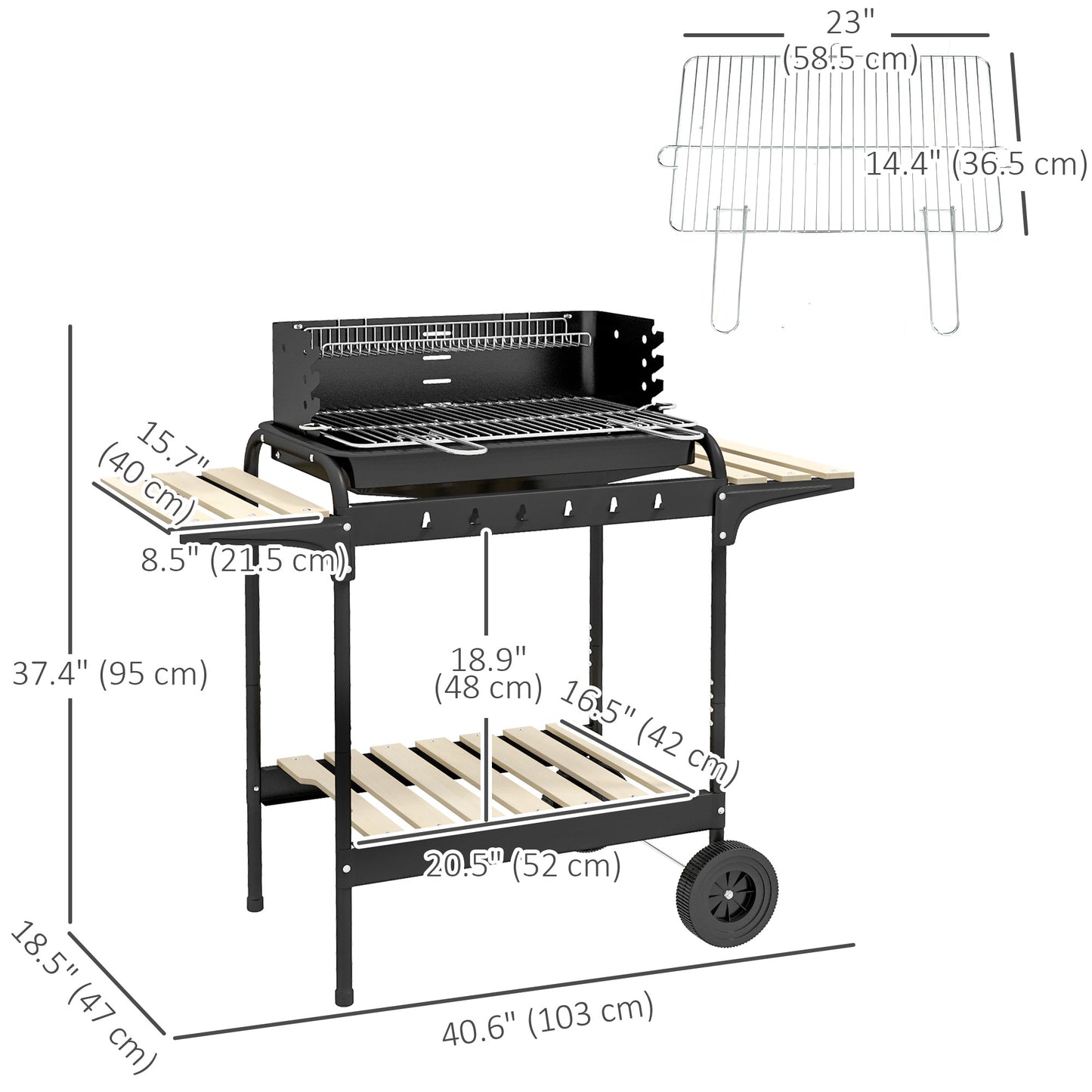 Barbecue au charbon portable avec hauteur ajustable