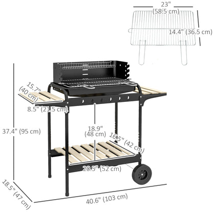 Barbecue au charbon portable avec hauteur ajustable