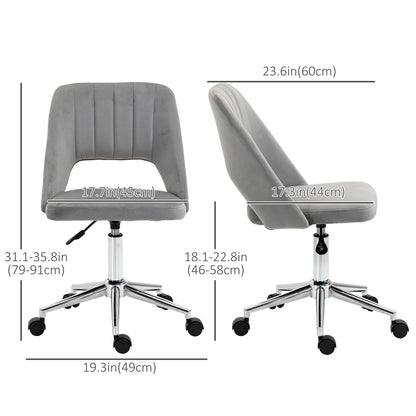 Chaise de bureau mi-hauteur velours forme festonnée pivotante
