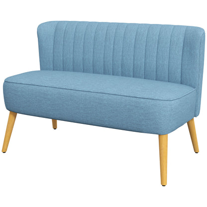 Canapé 2 places moderne tissu lin pieds bois