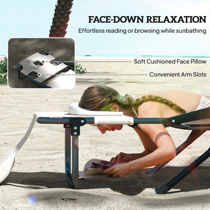 Chaise longue pliante avec dossier inclinable