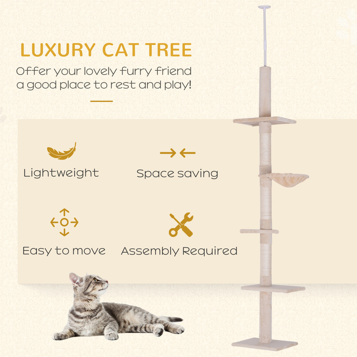 Arbre à chat 5 étages ajustable — Gris