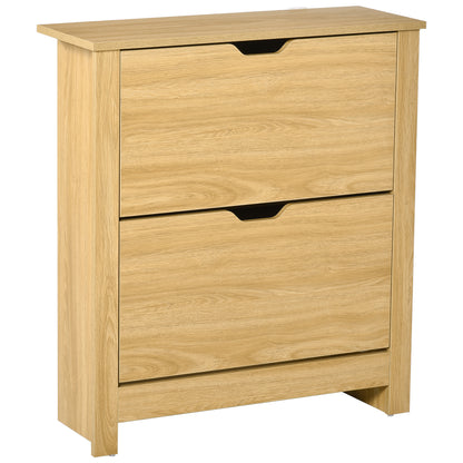 Armoire à chaussures 2 tiroirs rabattables et tablettes ajustables
