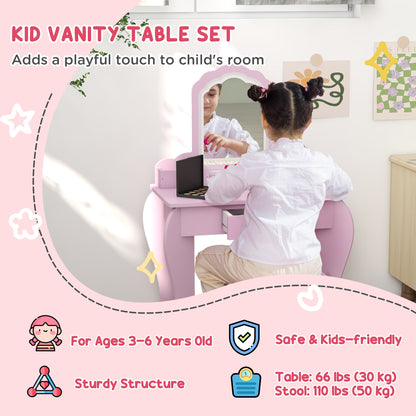 Coiffeuse enfant avec miroir et tabouret design nuage