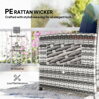 Outsunny 5-Piece Rattan Patio Set - Chairs + Ottomans + Glass Table
