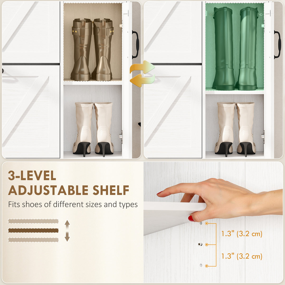 Armoire à chaussures style fermette avec rangement latéral
