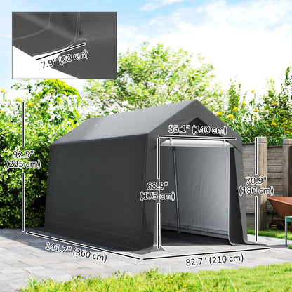 Abri de rangement portable 7x12 pi — Gris foncé