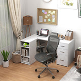 Bureau en L avec prises et tiroirs — 140 x 100 x 75 cm