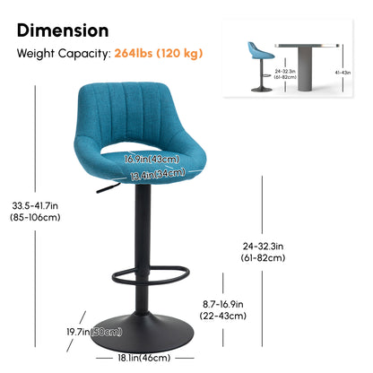 Tabourets de bar pivotants ajustables en lin — Ensemble de 2