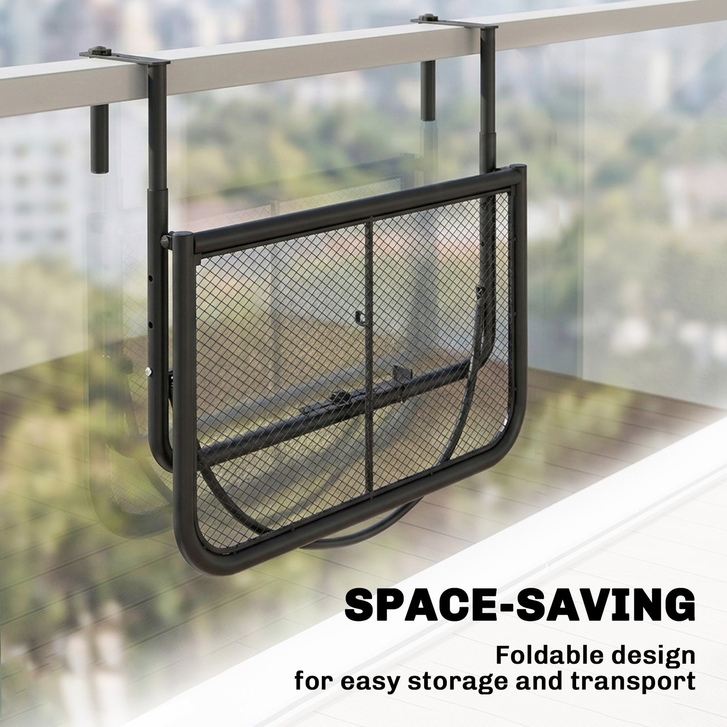 Table de balcon suspendue ajustable pour rambarde